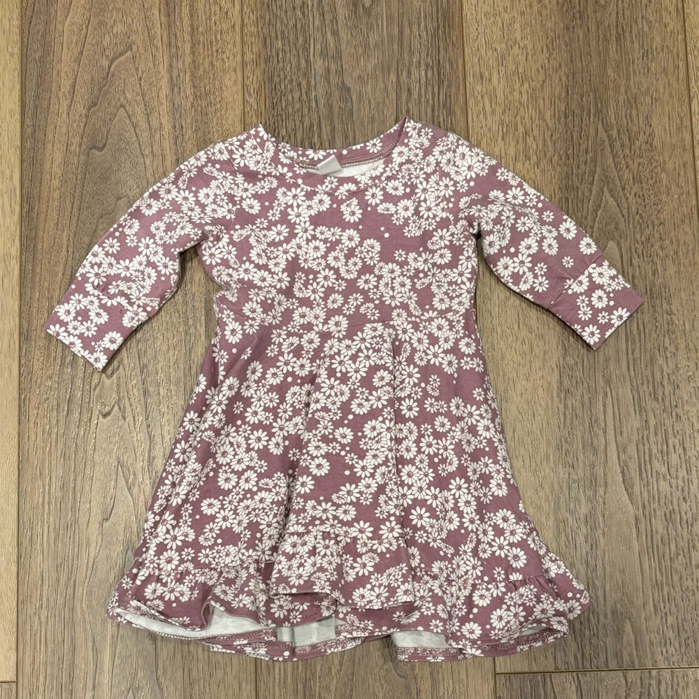 HUX BABY Floral Organic Cotton Long Sleeve Fit & Flare Dress